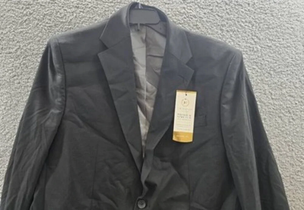 J.M. Haggar Premium Stretch Classic-Fit Suit Jacket Men's 44 Black Long Sleeves